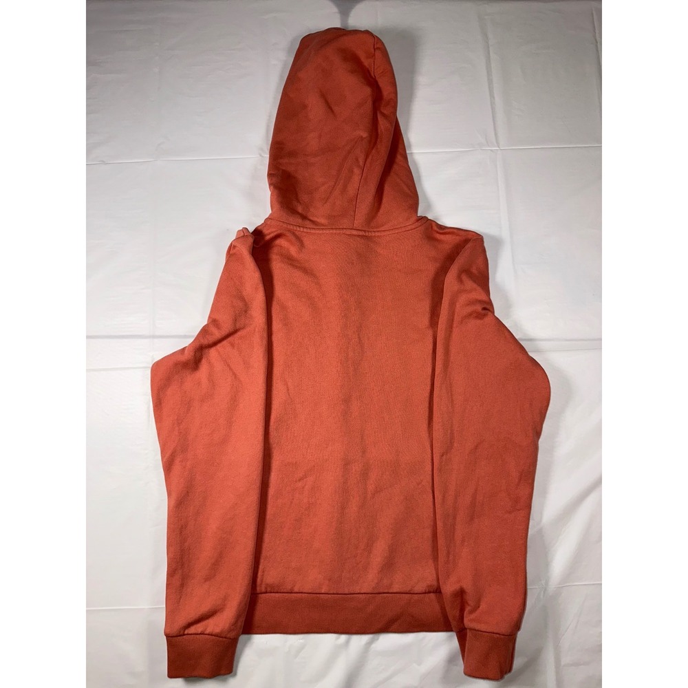 Victorias Secret PINK Zip Up Hoodie Coral Orange Black Logo Fleece Sweatshirt L - Picture 4 of 5